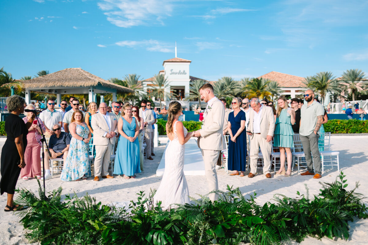 A destinaiton wedding at Dos Awa Beach at Sandals Royal Curacao