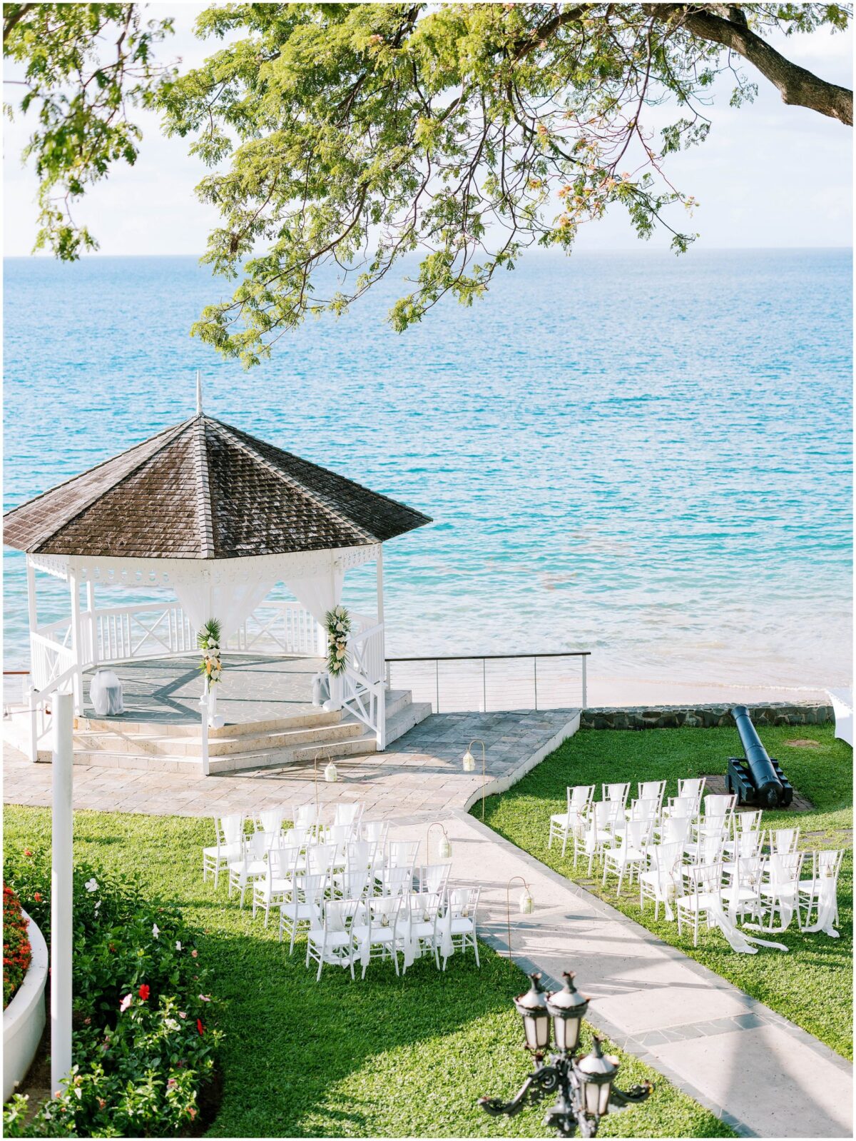Wedding in the Oceanfront Gazebo at Sandals Regency La Toc in St Lucia